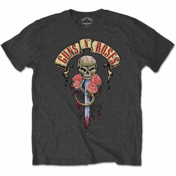 【予約商品】GUNS N' ROSES バンドTシャツ ユニセックス: Dripping Dagger (Charcoal Grey) - CHARCOAL GREY