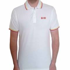 【予約商品】AC/DC Unisex Polo Shirt: Classic Logo (White) - WHITE