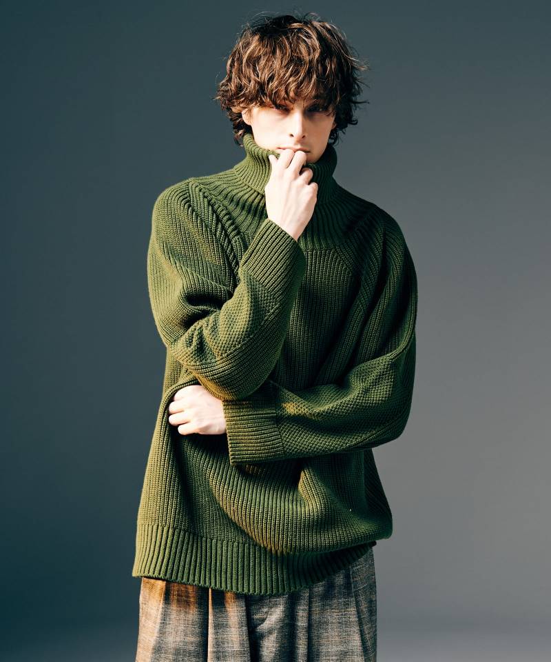 【予約商品】glamb(グラム)Sulman Turtle Neck Knit / サルマンタートルネックニット - Khaki