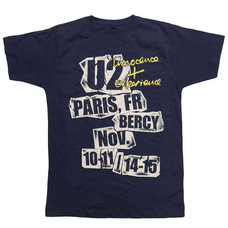 【予約商品】U2 バンドTシャツ ユニセックス: I+E Paris Event 2015 (Light Navy Blue) (Ex-Tour)