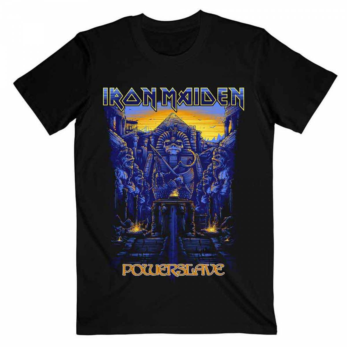 【予約商品】IRON MAIDEN バンドTシャツ ユニセックス: Dark Ink Powerslaves - BLACK