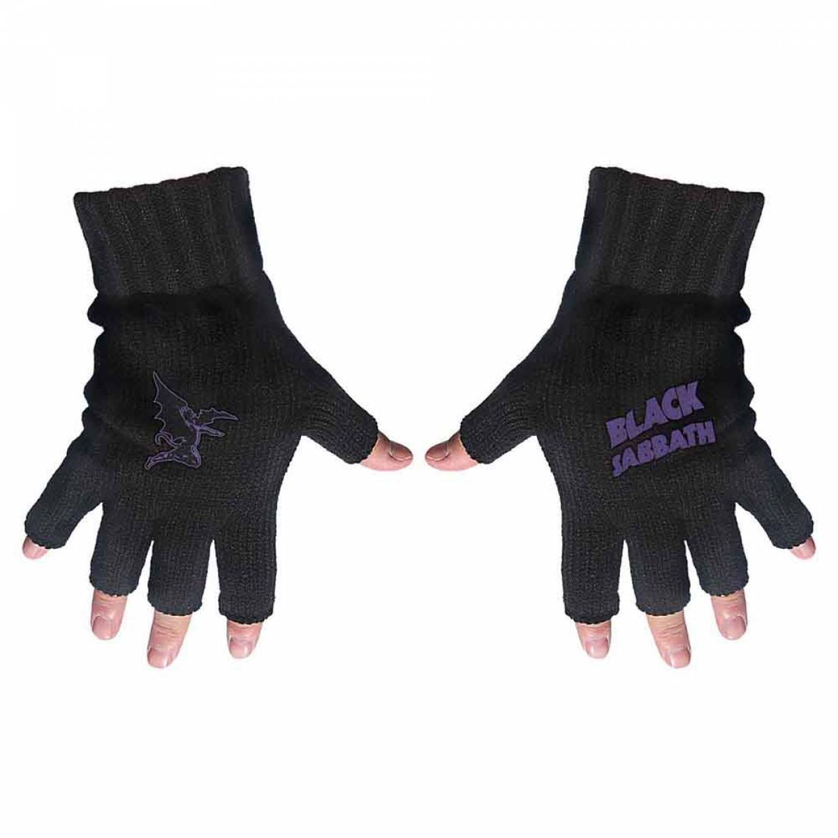 【予約商品】BLACK SABBATH Unisex Fingerless Gloves: Purple Logo & Devil - BLACK