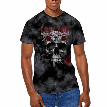 【予約商品】GUNS N' ROSES バンドTシャツ ユニセックス: Flower Skull (Dip-Dye On Grey) (Wash Collection) - DIP-DYE ON GREY
