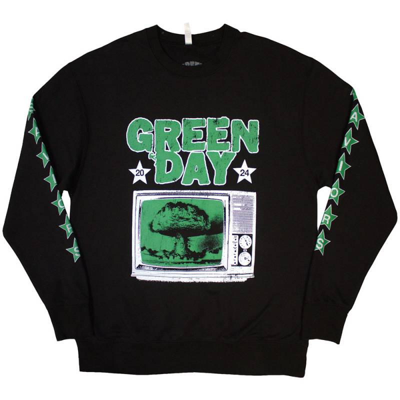 【予約商品】GREEN DAY Unisex Sweatshirt: TV Explosion (Black) (Sleeve Print) - BLACK