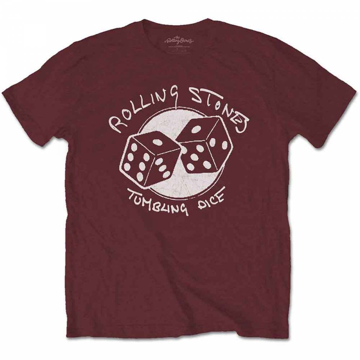 【予約商品】THE ROLLING STONES バンドTシャツ ユニセックス: Tumbling Dice (Maroon Red) - MAROON RED