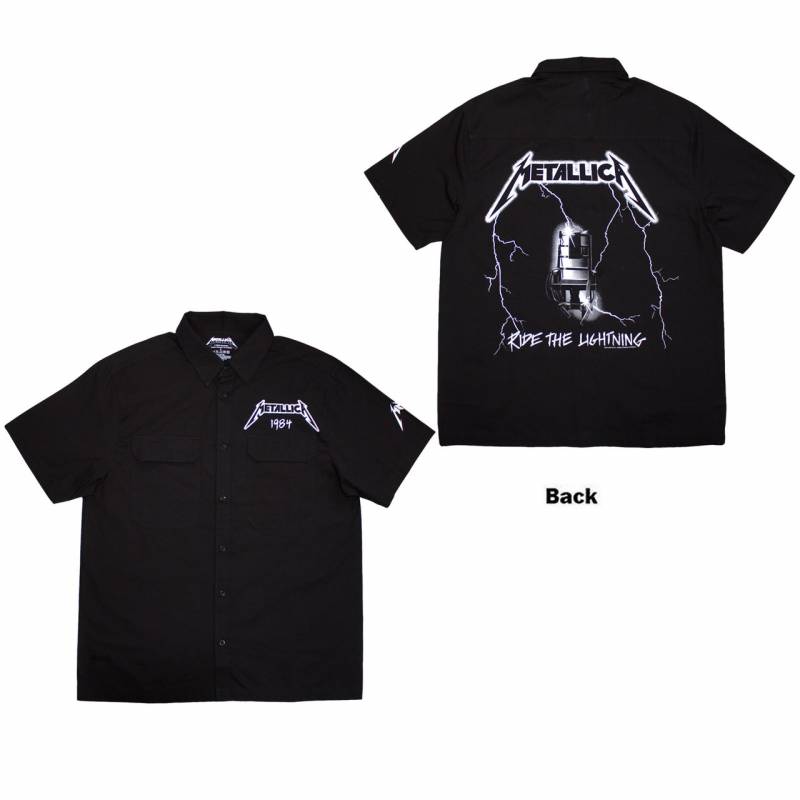 【予約商品】METALLICA Unisex Casual Shirt: Ride The Lightning (Black) (Back & Sleeve Print)