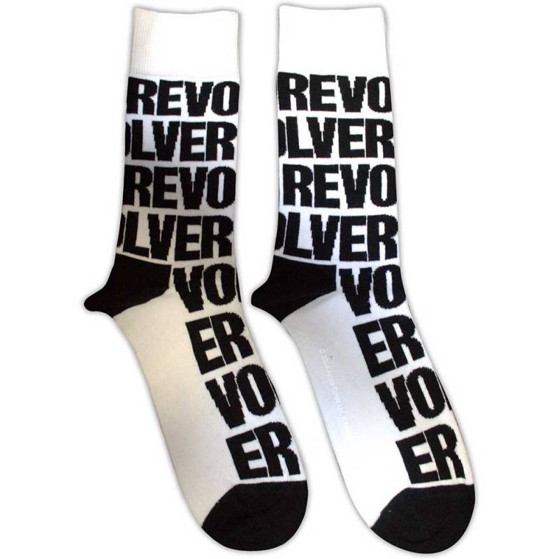 【予約商品】THE BEATLES Unisex Ankle Socks: Revolver Text Repeat (White) (UK Size 7 - 11)