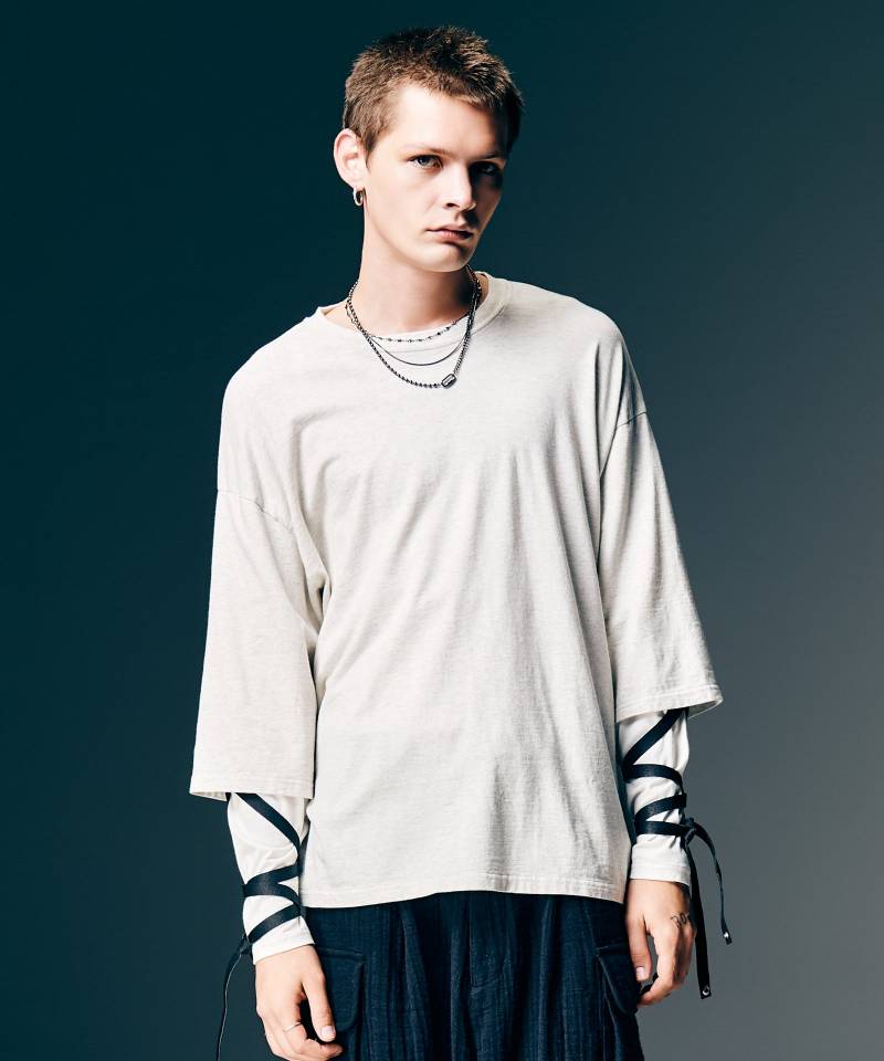 【予約商品】glamb(グラム)Blow Layered Cutsew / ブロウレイヤードカットソー - White