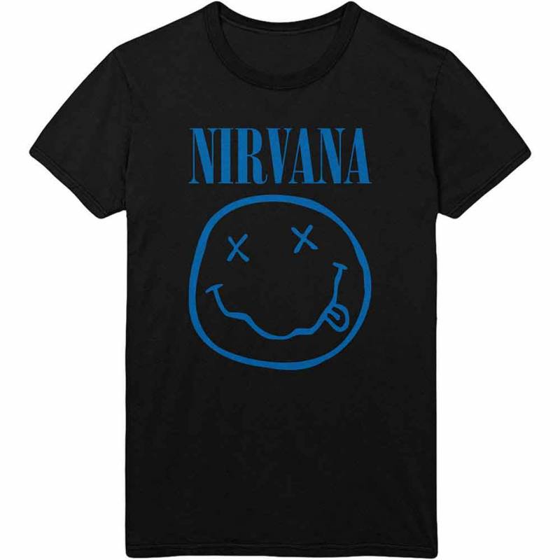 【予約商品】NIRVANA バンドTシャツ ユニセックス: Blue Happy Face (Black)