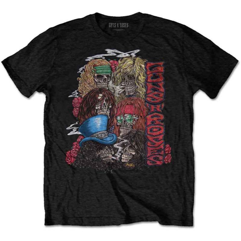 【予約商品】GUNS N' ROSES バンドTシャツ ユニセックス: Stacked Skulls (Black)