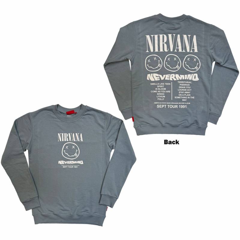 【予約商品】NIRVANA Unisex Unplugged Sweatshirt: Nevermind Tour 1991 (Blue) (Back Print)