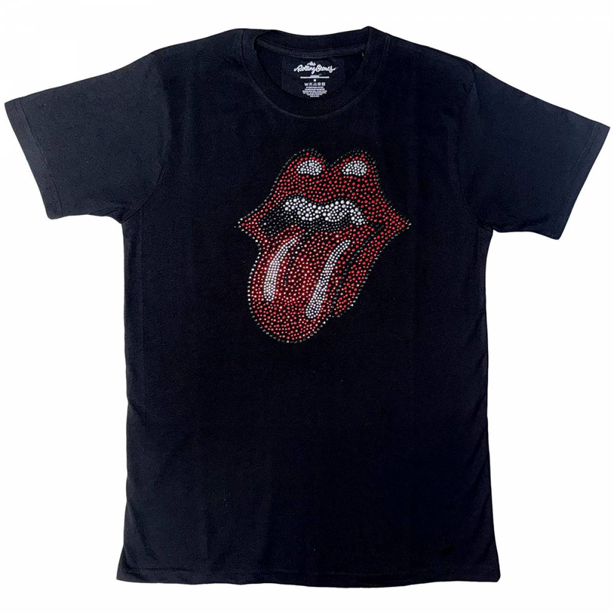 【予約商品】THE ROLLING STONES バンドTシャツ ユニセックス: Classic Tongue (Black) (Embellished) - BLACK