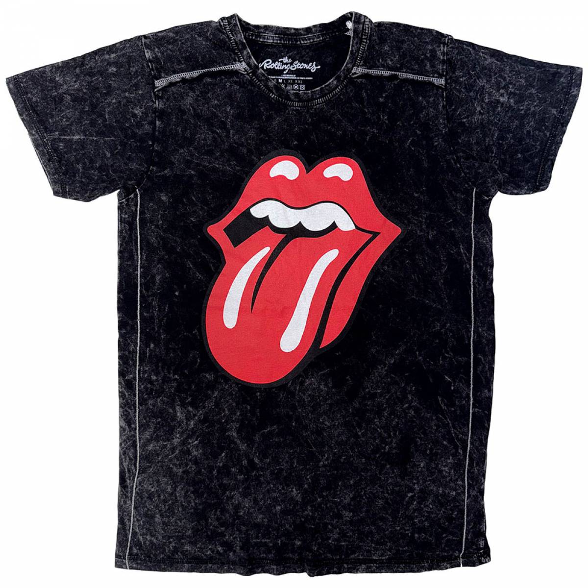 【予約商品】THE ROLLING STONES バンドTシャツ ユニセックス: Classic Tongue (Black) (Wash Collection) - BLACK