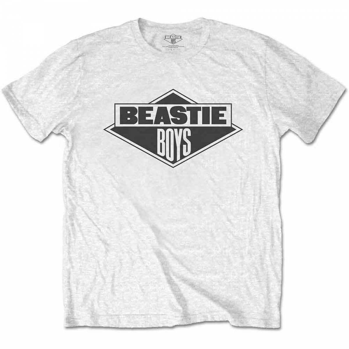 THE BEASTIE BOYS バンドTシャツ ユニセックス: B&W Logo (White) - WHITE