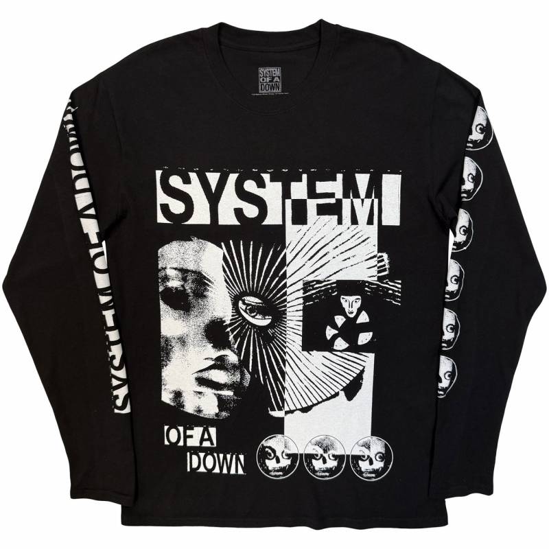 【予約商品】SYSTEM OF A DOWN Unisex Long Sleeve バンドTシャツ: Hypno Hi-Contrast (Black) (Sleeve Prints)