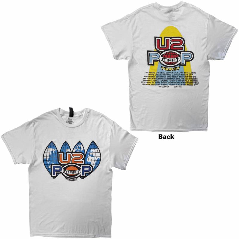 【予約商品】U2 バンドTシャツ ユニセックス: PopMart US Tour '97 (White) (Back Print)