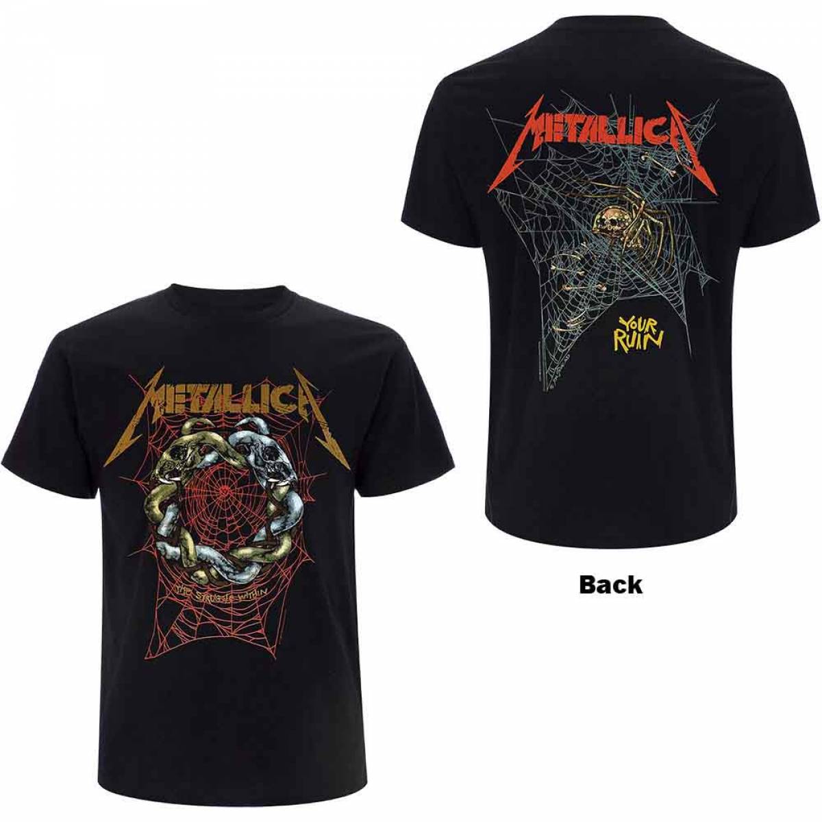 【予約商品】METALLICA バンドTシャツ ユニセックス: Ruin/Struggle (Black) (Back Print) - BLACK