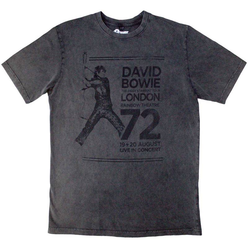 【予約商品】DAVID BOWIE Unisex Stone Wash バンドTシャツ: Rainbow Theatre (Charcoal Grey)