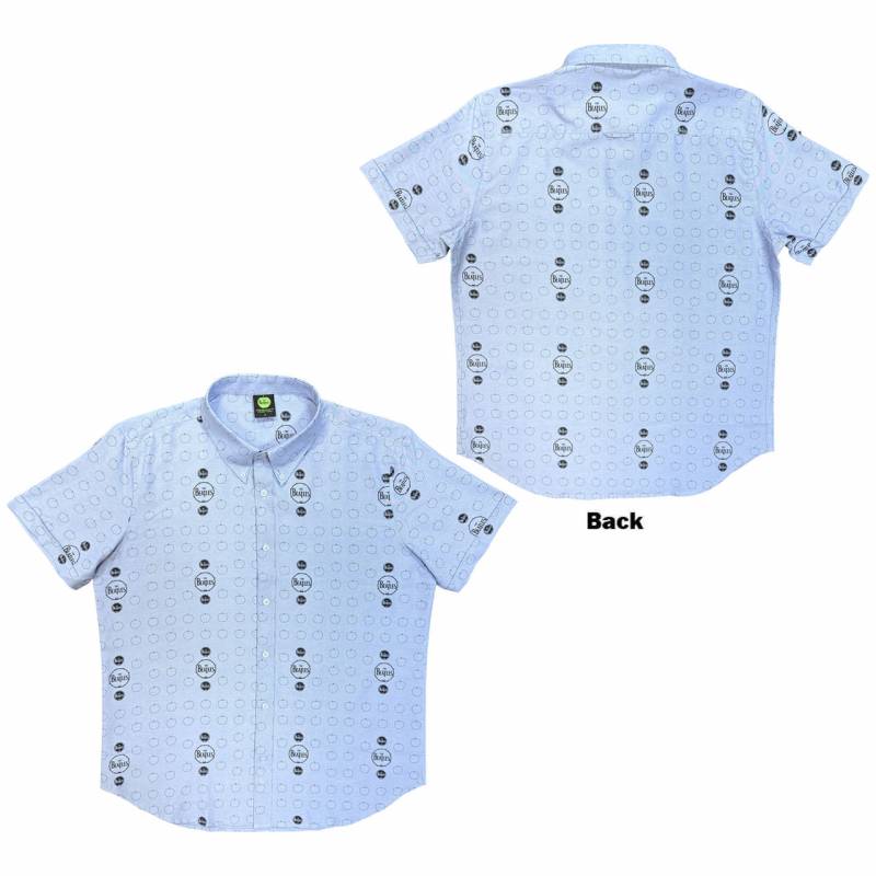 【予約商品】THE BEATLES Unisex Casual Shirt: Drum & Apples (Oxford Blue) (All Over Print)