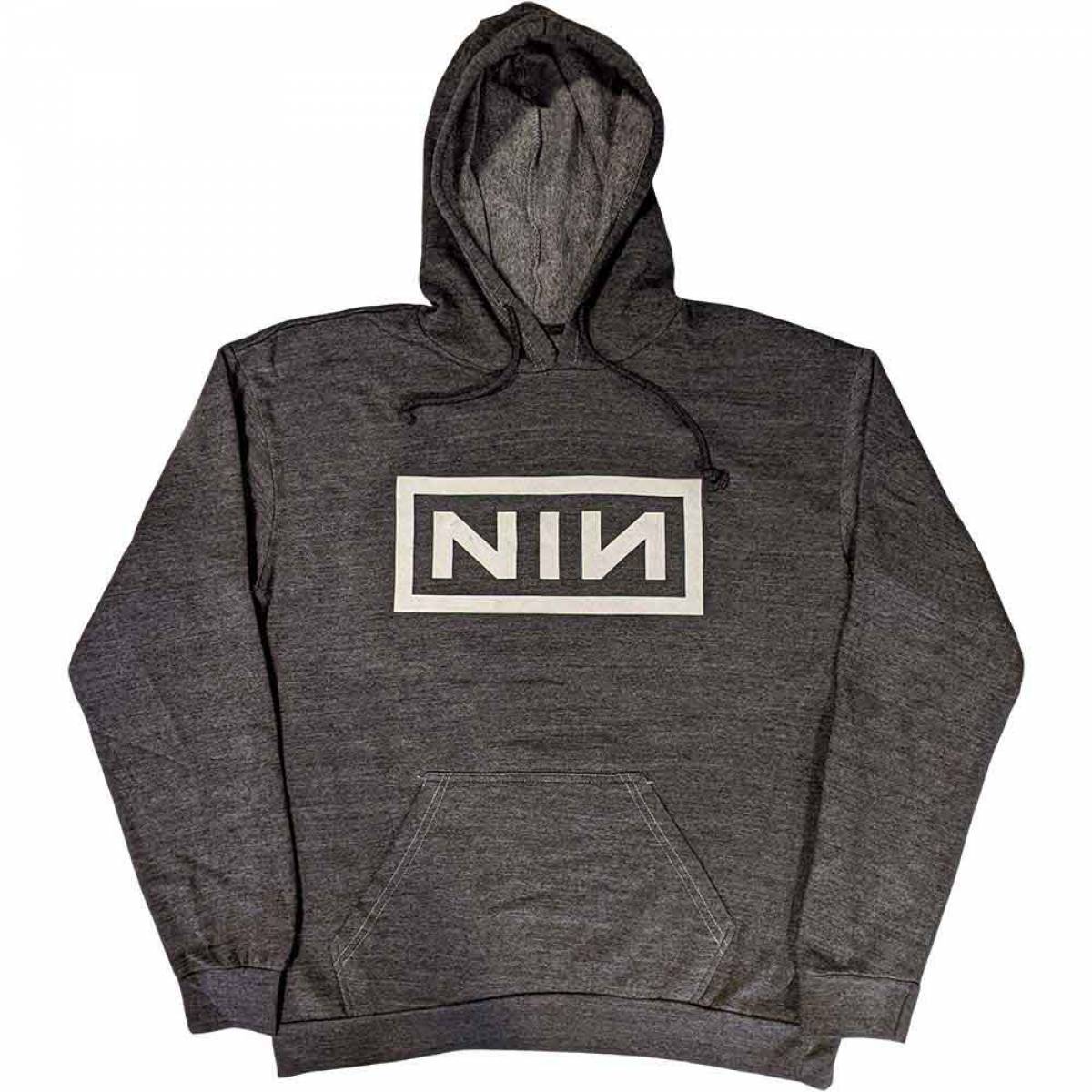 【予約商品】NINE INCH NAILS Unisex Pullover Hoodie: Classic Logo (Charcoal Grey) - CHARCOAL GREY