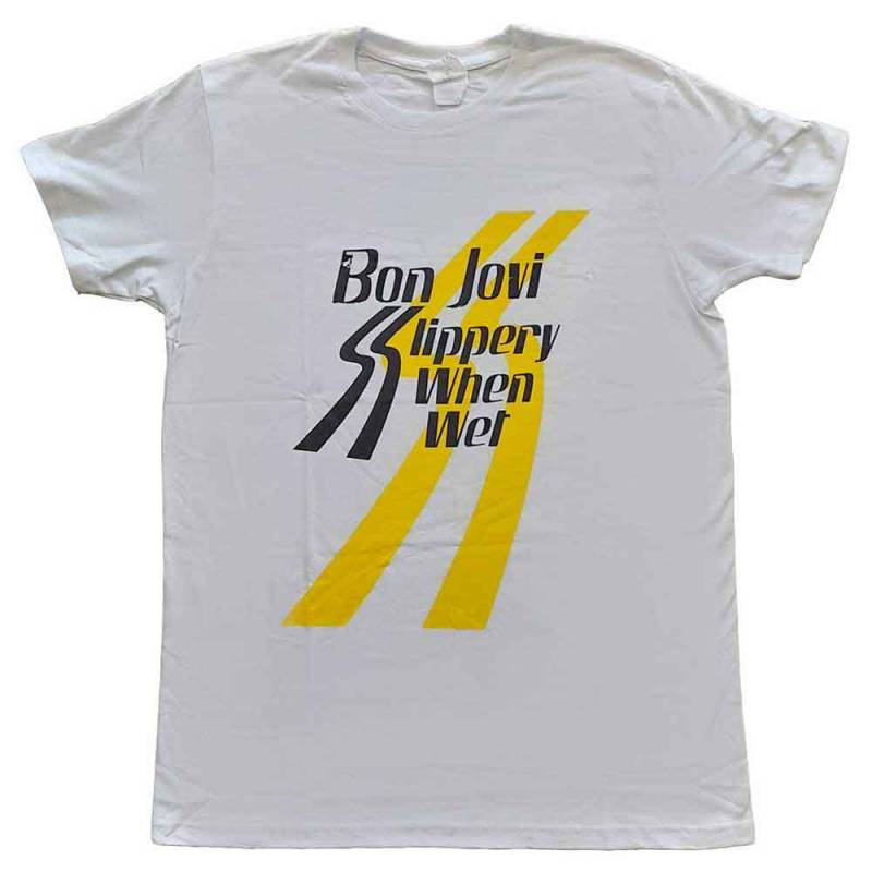 【予約商品】BON JOVI バンドTシャツ ユニセックス: Slippery When Wet (White)