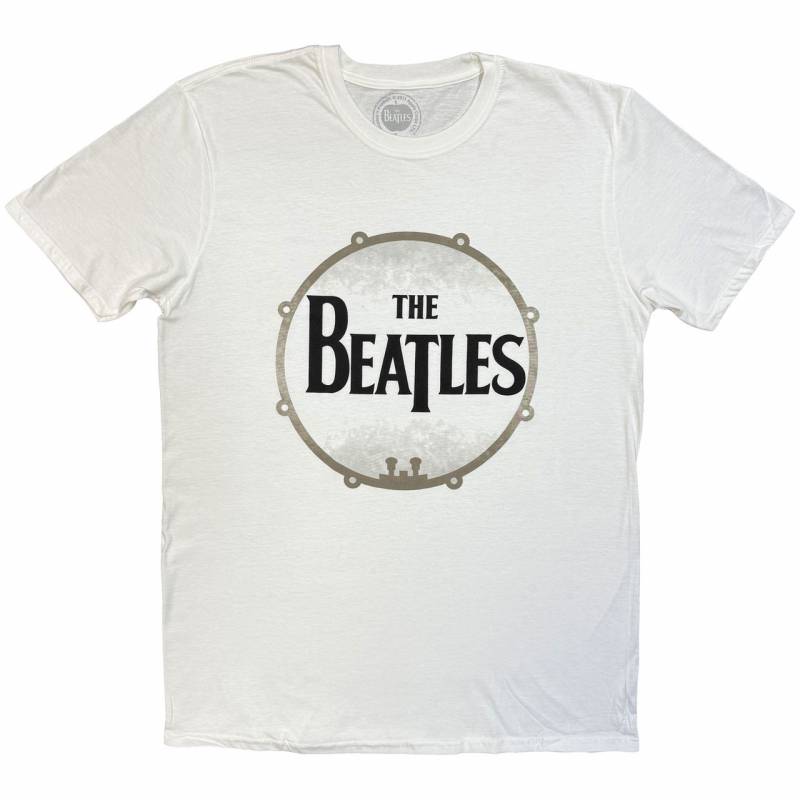 【予約商品】THE BEATLES バンドTシャツ ユニセックス: Drum Skin (White)