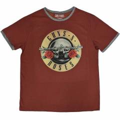 【予約商品】GUNS N' ROSES Unisex Ringer バンドTシャツ: Classic Logo (Red)