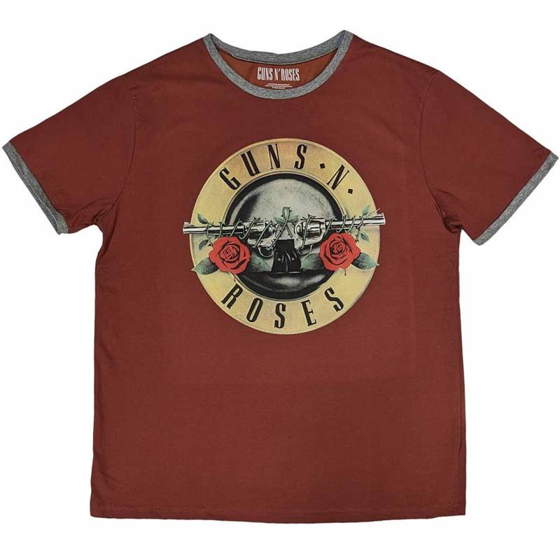 【予約商品】GUNS N' ROSES Unisex Ringer バンドTシャツ: Classic Logo (Red)
