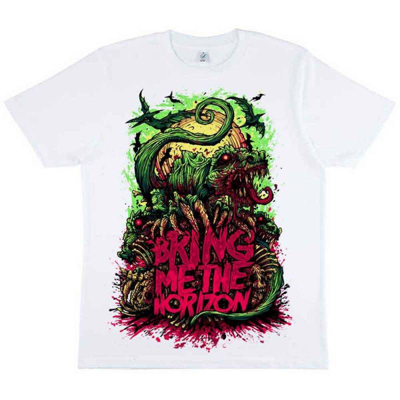 【予約商品】BRING ME THE HORIZON バンドTシャツ ユニセックス: Dinosaur (White)