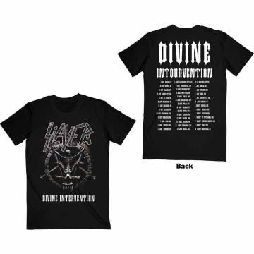 【予約商品】SLAYER バンドTシャツ ユニセックス: Divine Intervention 2014 Dates (Black) (Back Print & Ex-Tour) - BLACK