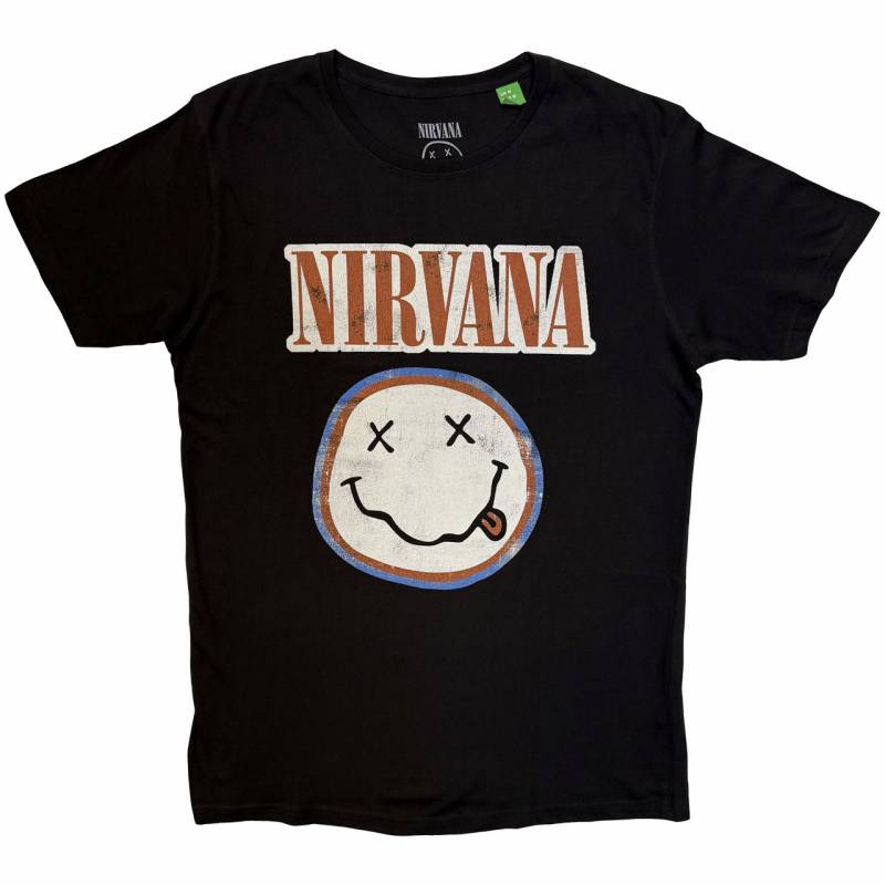 【予約商品】NIRVANA バンドTシャツ ユニセックス: Distressed Logo (Black)