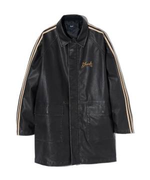 【予約商品】glamb(グラム) GB0424/JKT06 : Synth Leather Line Coat / シンセレザーラインコート - Black