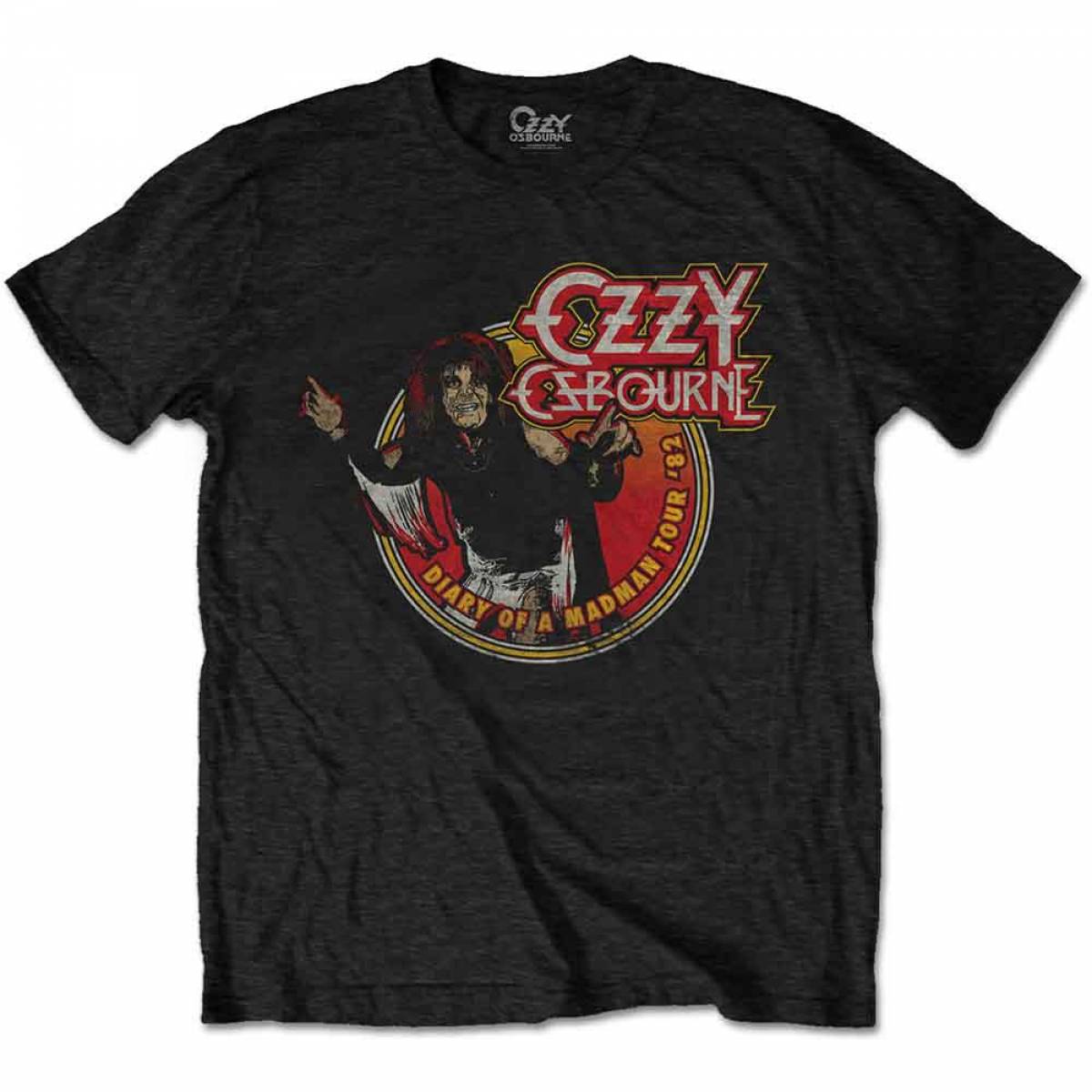 【予約商品】OZZY OSBOURNE バンドTシャツ ユニセックス: Diary of a Mad Man Tour 1982 (Black) - BLACK