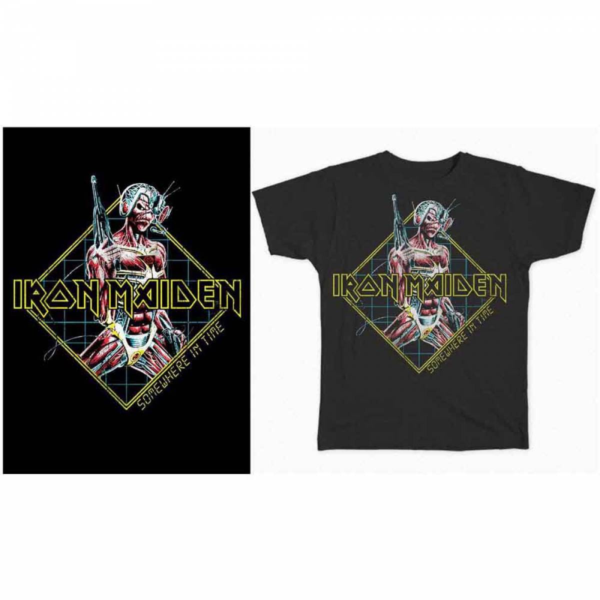 【予約商品】IRON MAIDEN バンドTシャツ ユニセックス: Somewhere in Time Diamond - BLACK