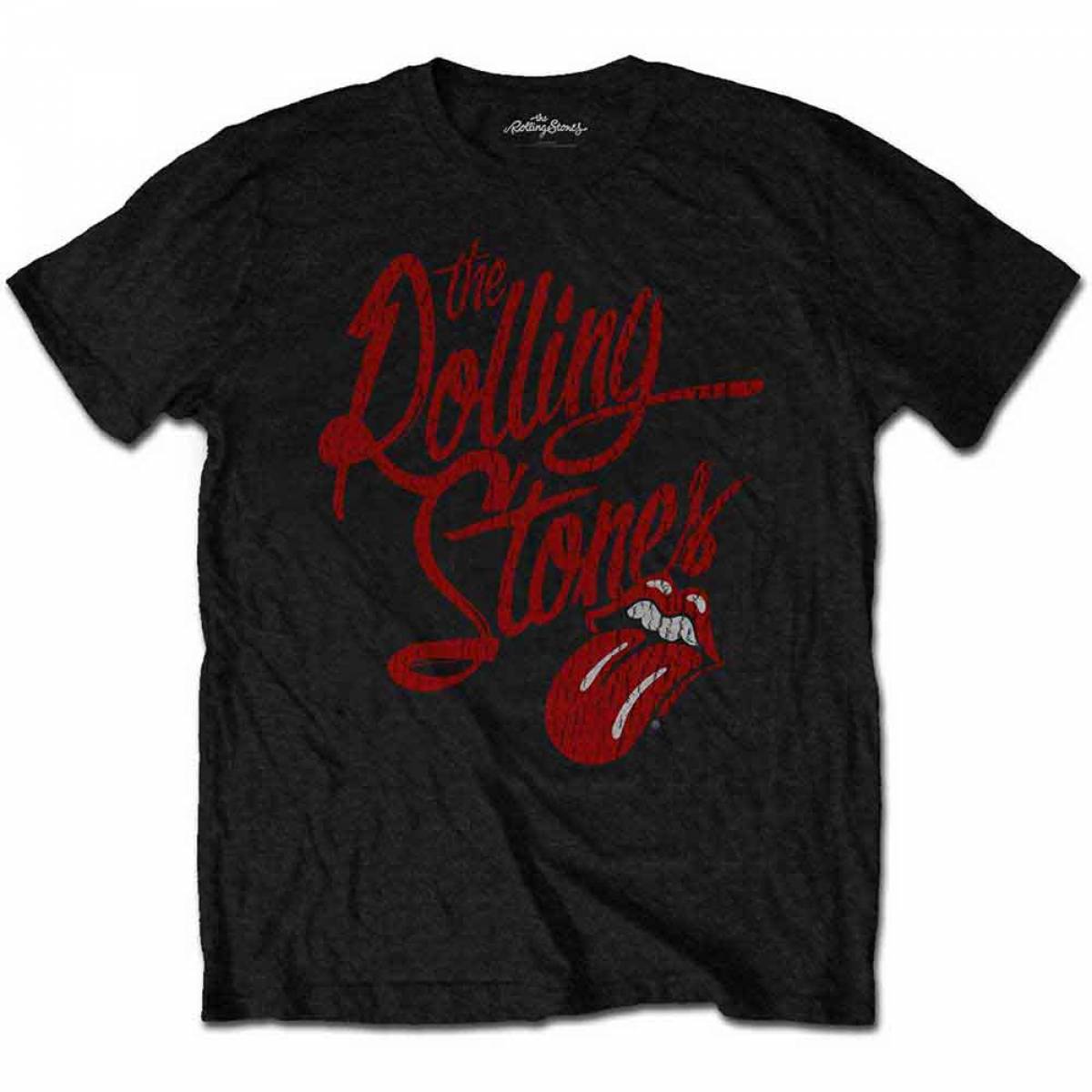 【予約商品】THE ROLLING STONES バンドTシャツ ユニセックス: Script Logo (Black) - BLACK