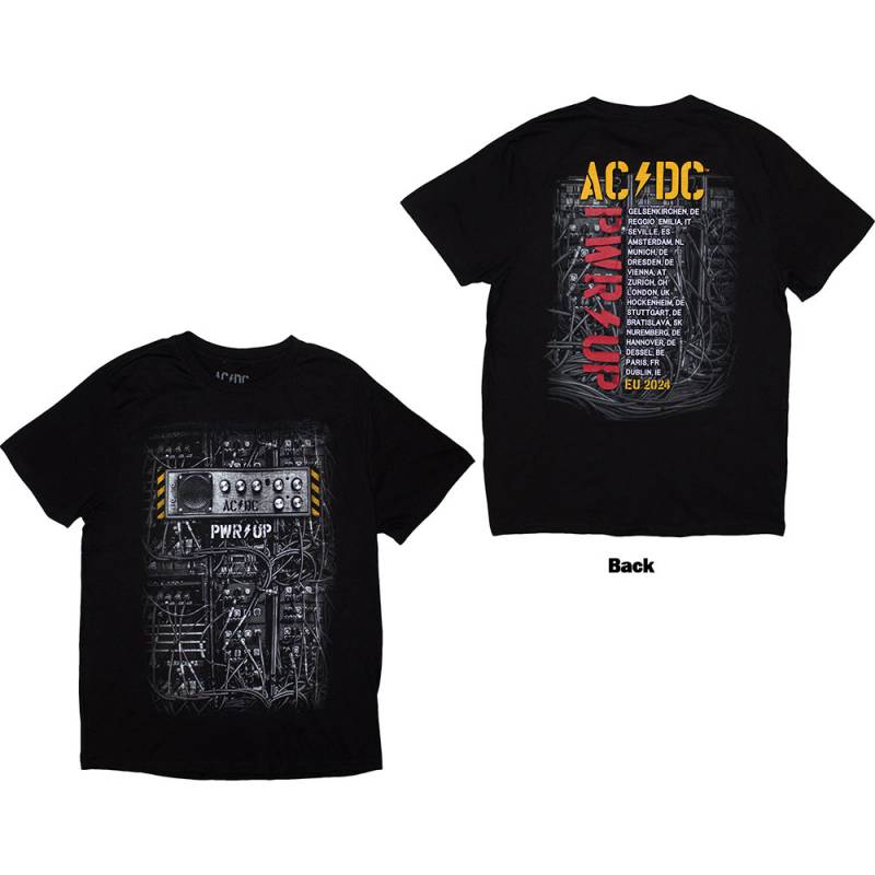 【予約商品】AC/DC バンドTシャツ ユニセックス: Control Wires PWR-UP EU Tour '24 (Black) (Back Print & Ex-Tour) - BLACK