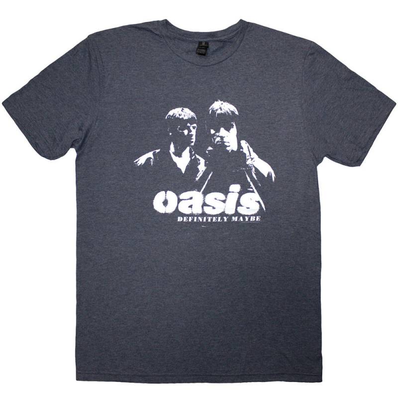 【予約商品】OASIS バンドTシャツ ユニセックス: Definitely Maybe Photo Stencil (Navy Blue)