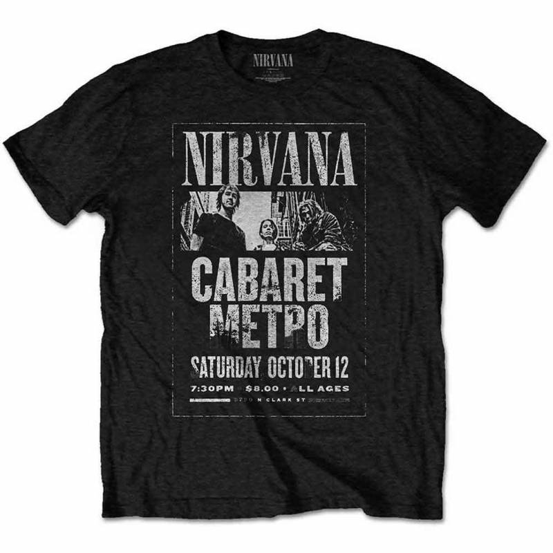 【予約商品】NIRVANA バンドTシャツ ユニセックス: Cabaret Metro (Black)