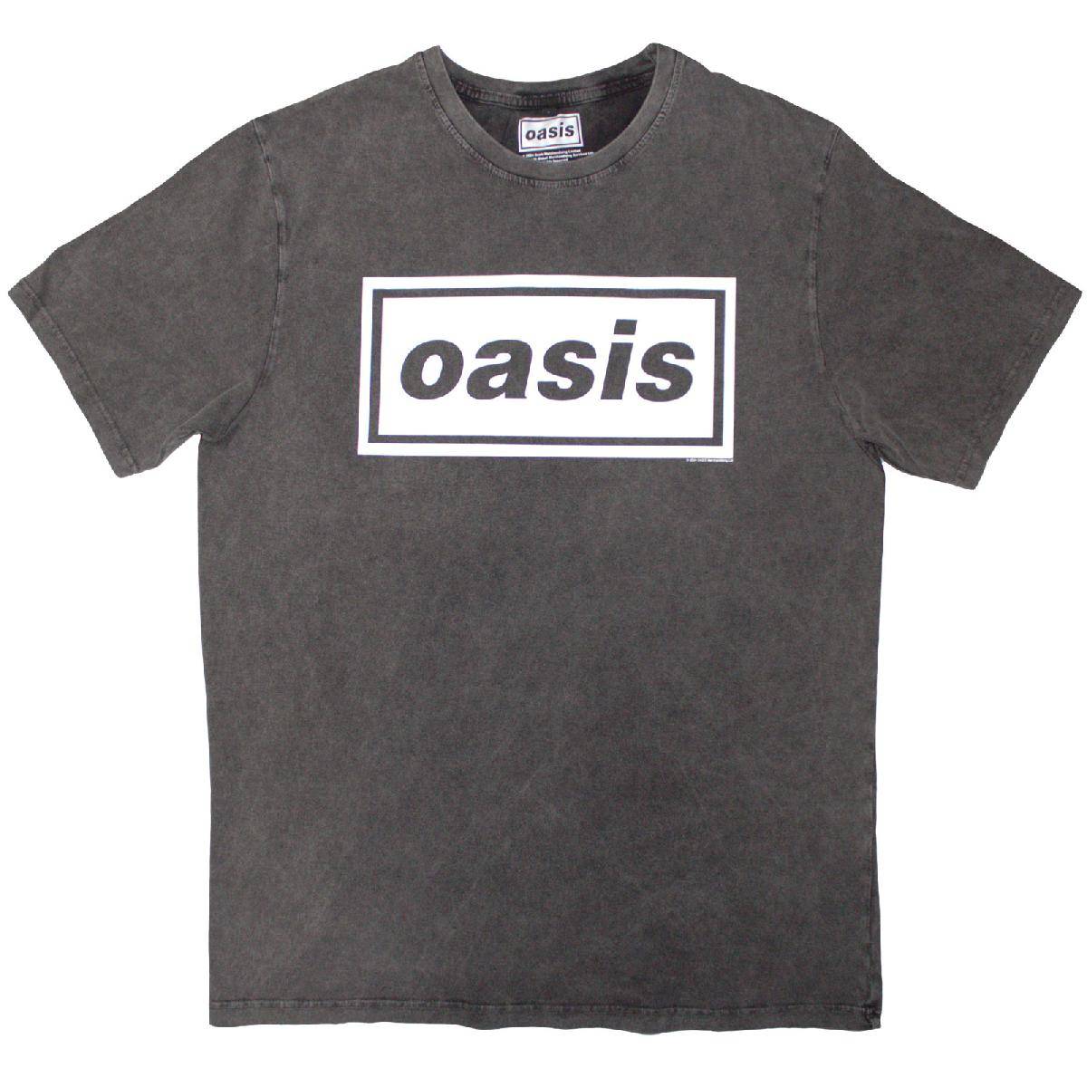 【予約商品】OASIS Unisex Stone Wash バンドTシャツ: Decca Logo (Charcoal Grey) - CHARCOAL GREY