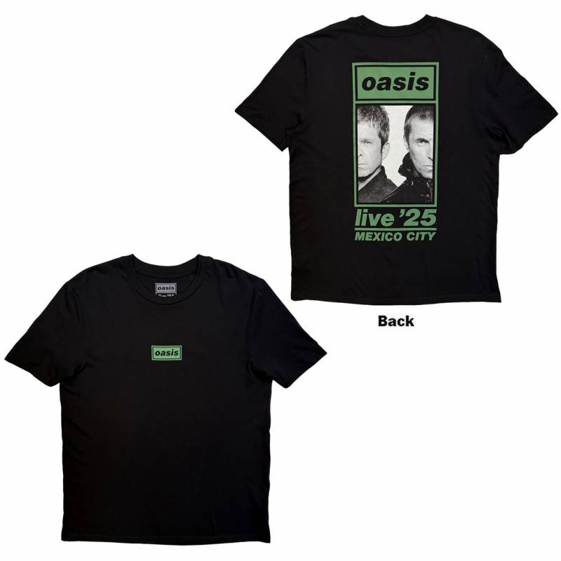 【予約商品】OASIS バンドTシャツ ユニセックス: Mexico City Half Faces Fan Store (Black) (Back Print & Ex-Tour)