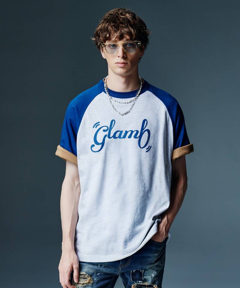 【予約商品】glamb(グラム) Staple Reversible Raglan Cutsew / ステープルリバーシブルラグランカットソー - Blue×Beige