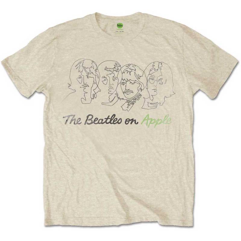 【予約商品】THE BEATLES バンドTシャツ ユニセックス: Outline Faces on Apple (Sand)