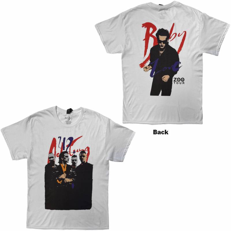 【予約商品】U2 バンドTシャツ ユニセックス: Achtung Baby Zoo TV Tour (White) (Back Print)
