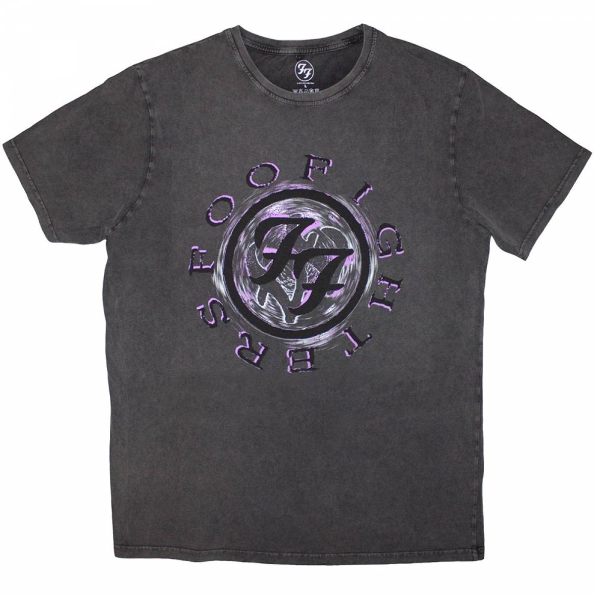 【予約商品】FOO FIGHTERS Unisex Stone Wash バンドTシャツ: Wheel Logo Shadow (Charcoal Grey) - CHARCOAL GREY