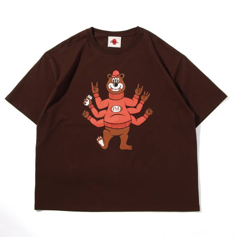 【予約商品】PUNK DRUNKERS (パンク・ドランカーズ) 阿修羅くまちゃんBOX.TEE - D.BROWN