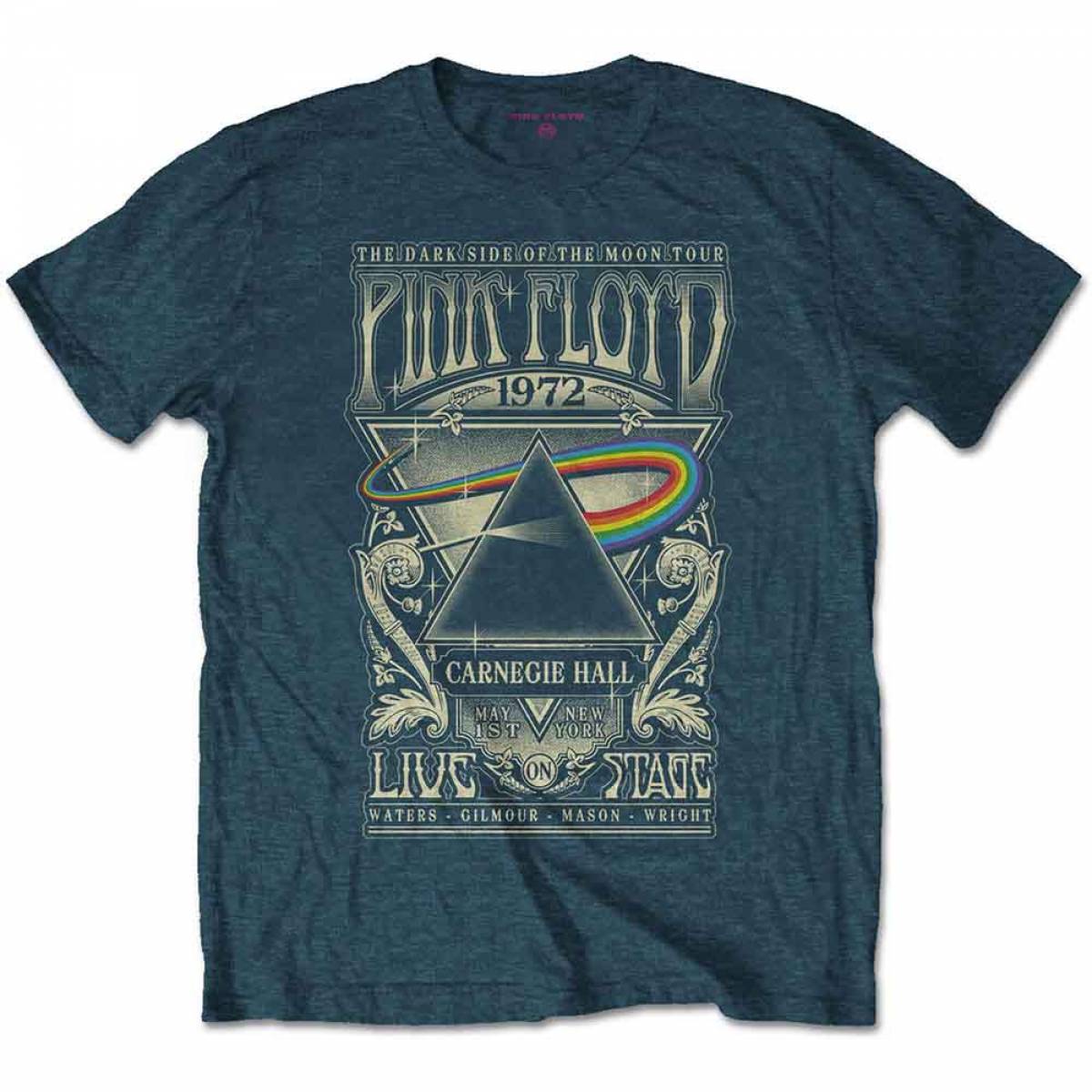 【予約商品】PINK FLOYD バンドTシャツ ユニセックス: Carnegie Hall Poster (Denim Blue) - DENIM BLUE