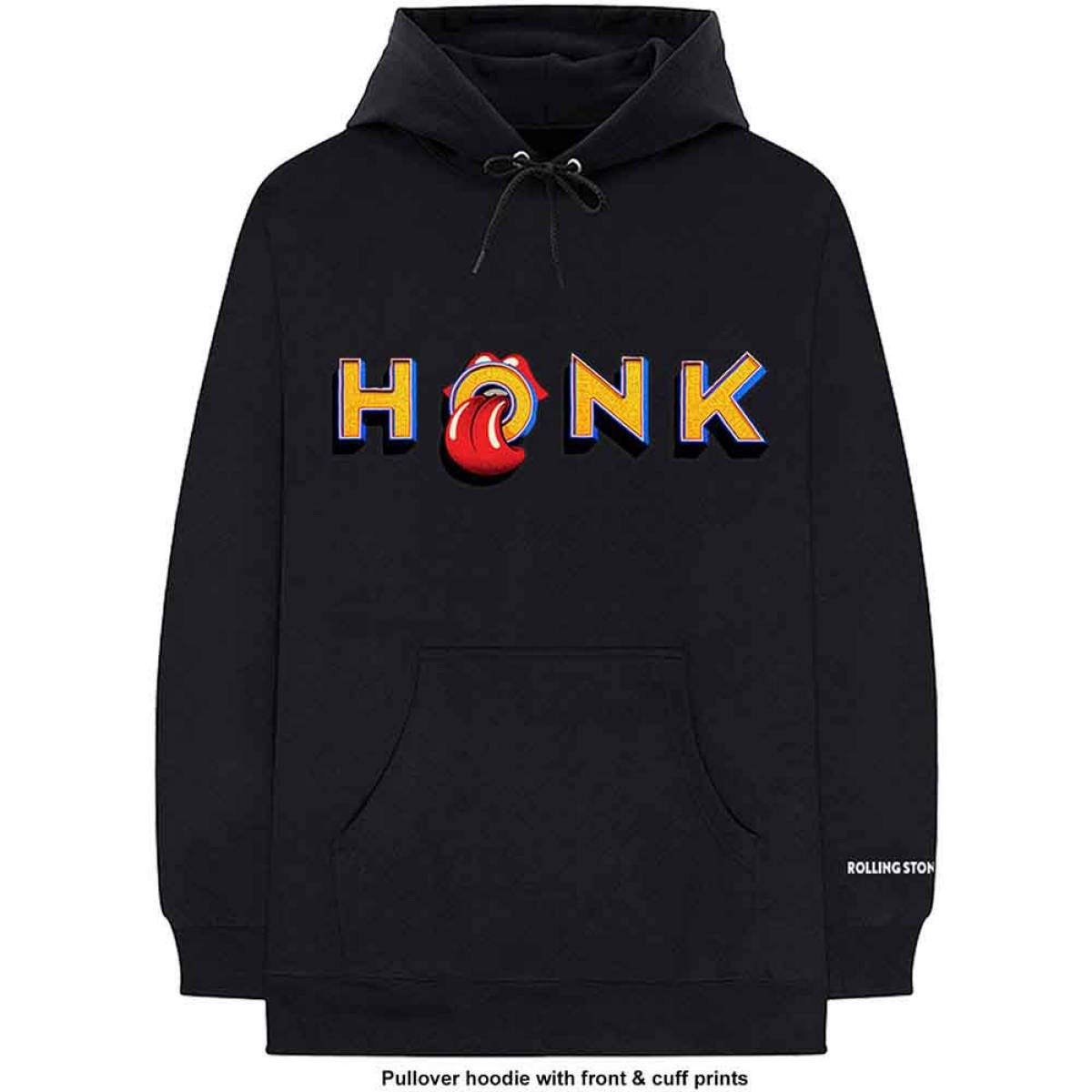 【予約商品】THE ROLLING STONES Unisex Pullover Hoodie: Honk Letters (Black) (Sleeve Print) - BLACK