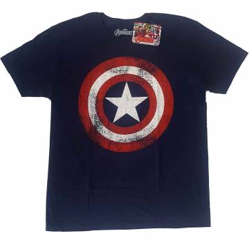 【予約商品】Marvel Comics ユニセックスTシャツ: Captain America Distressed Shield