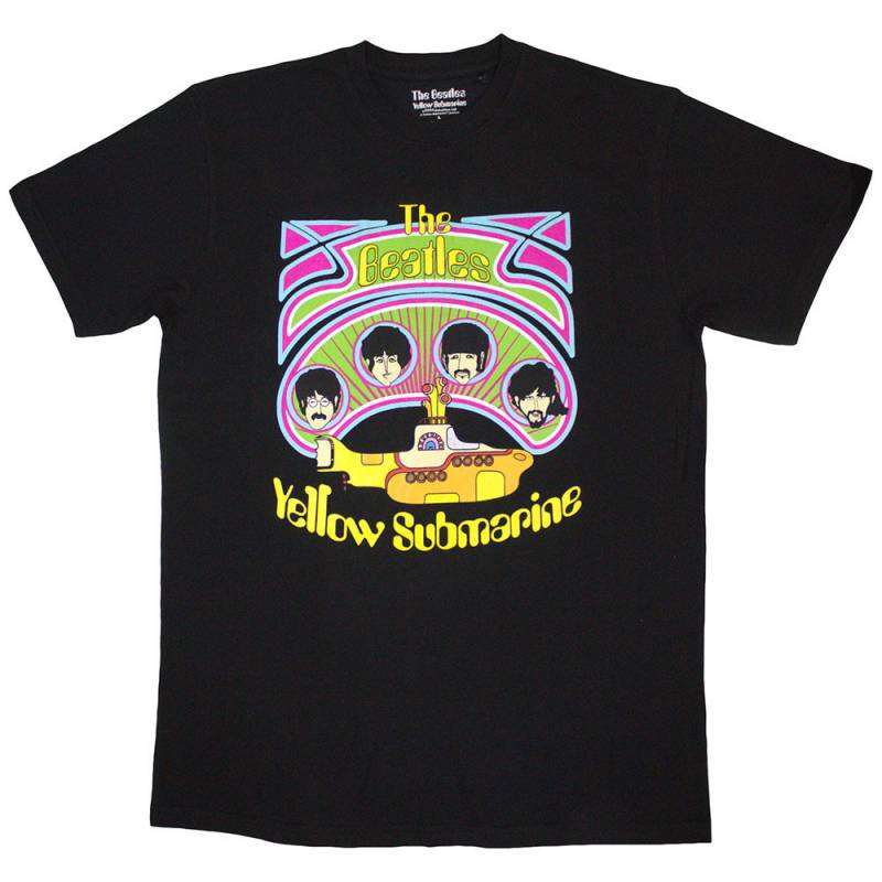 【予約商品】THE BEATLES バンドTシャツ ユニセックス: Yellow Submarine Heads in Circles v2 (Black)