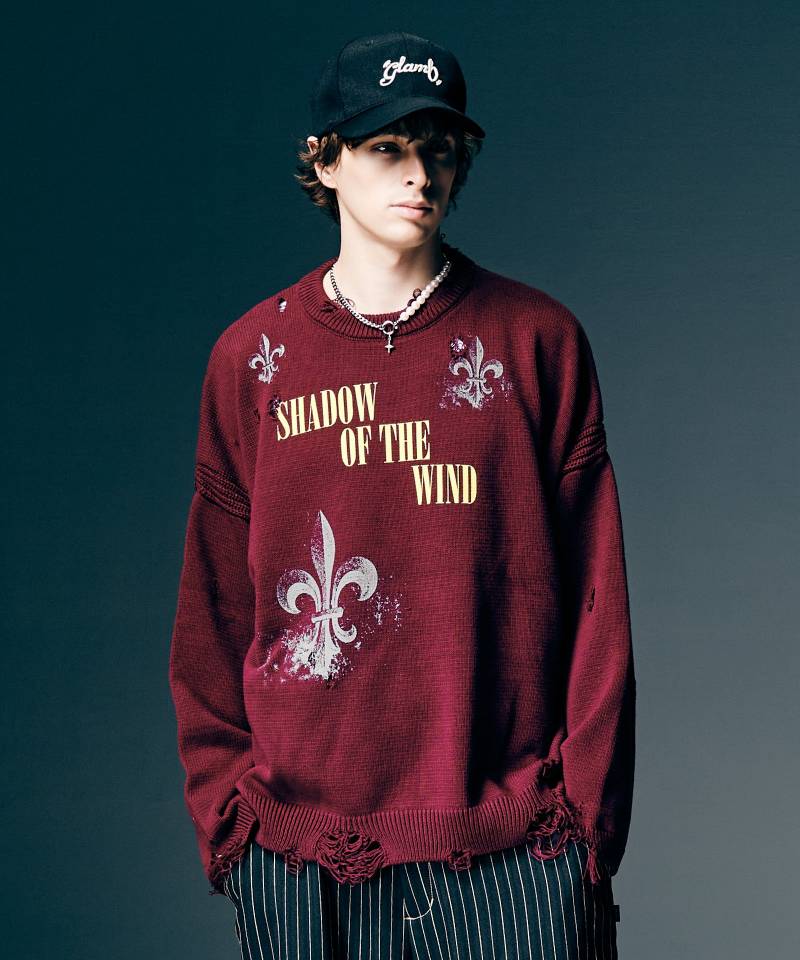 【予約商品】glamb(グラム) Sacred Damage Knit / セイクリッドダメージニット - Red